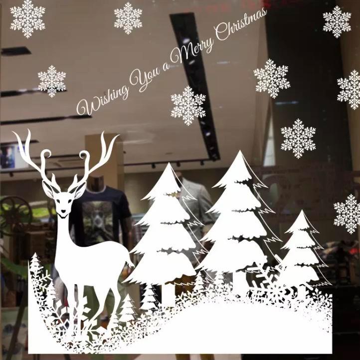 Nieuw Twee raamstickers wit groot 1 meter kerstbomen herten, Diversen, Kerst, Nieuw, Ophalen of Verzenden