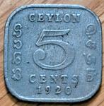 90# Ceylon 5 Cents 1920 km108, Postzegels en Munten, Munten | Azië, Verzenden, Zuid-Azië