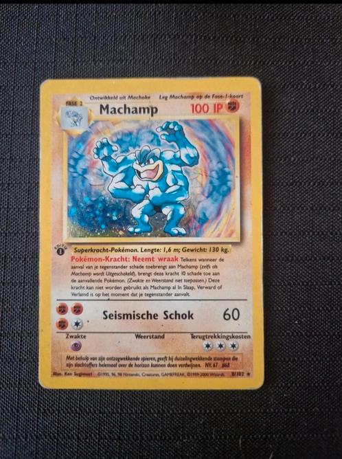 Pokémon TCG Machamp Base Set 8/102 Holo 1st Edition Holo Rar, Hobby en Vrije tijd, Verzamelkaartspellen | Pokémon, Gebruikt, Losse kaart