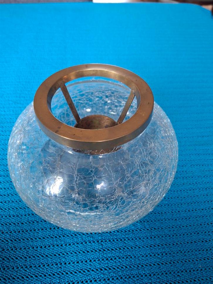 Glazen Kandelaar met Bronzen Details, Huis en Inrichting, Woonaccessoires | Kandelaars en Kaarsen, Zo goed als nieuw, Kandelaar