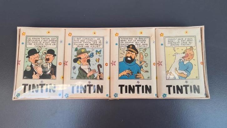 Kuifje Tintin, Savon, zeep, set in originele verpakking 1950, Verzamelen, Stripfiguren, Gebruikt, Beeldje of Figuurtje, Kuifje