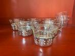 6 vintage Jenaer glazen in verzilverde ajour theeglashouders, Ophalen of Verzenden
