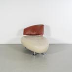 1x Leolux Kikko Chaise Longue Rechts Crème/Kastanje - Chroom, Eenpersoons, Ophalen of Verzenden, Zo goed als nieuw, Metaal