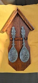 Houten Lepelrekje met Tinnen Lepels, Antiek en Kunst, Ophalen of Verzenden
