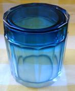 ﻿ANTIEK BLAUW KRISTAL DEKSEL WATTEN SPELD POEDER POT - wvq, Verzenden