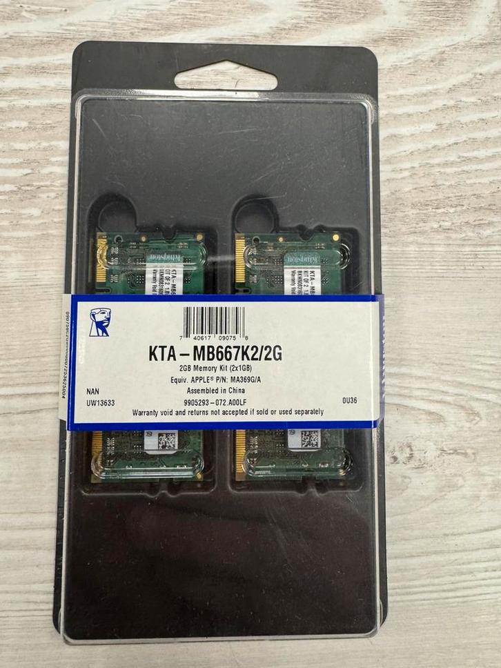 Kingston Memory 2x 1Gb Ram 667 Mhz, Computers en Software, RAM geheugen, Nieuw, Desktop, 2 GB, DDR2, Ophalen of Verzenden