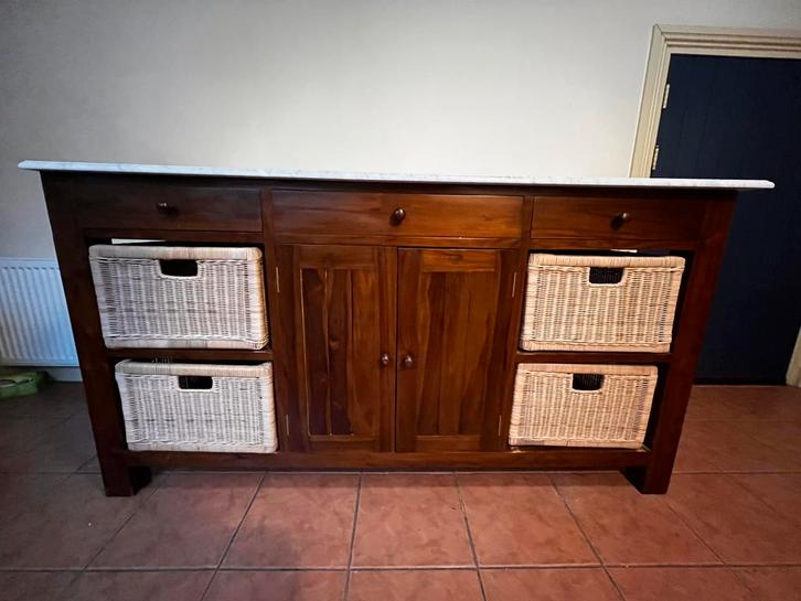 Grote mahonie koloniale stijl keukenkast, Huis en Inrichting, Kasten | Dressoirs, Zo goed als nieuw, 150 tot 200 cm, 75 cm of meer