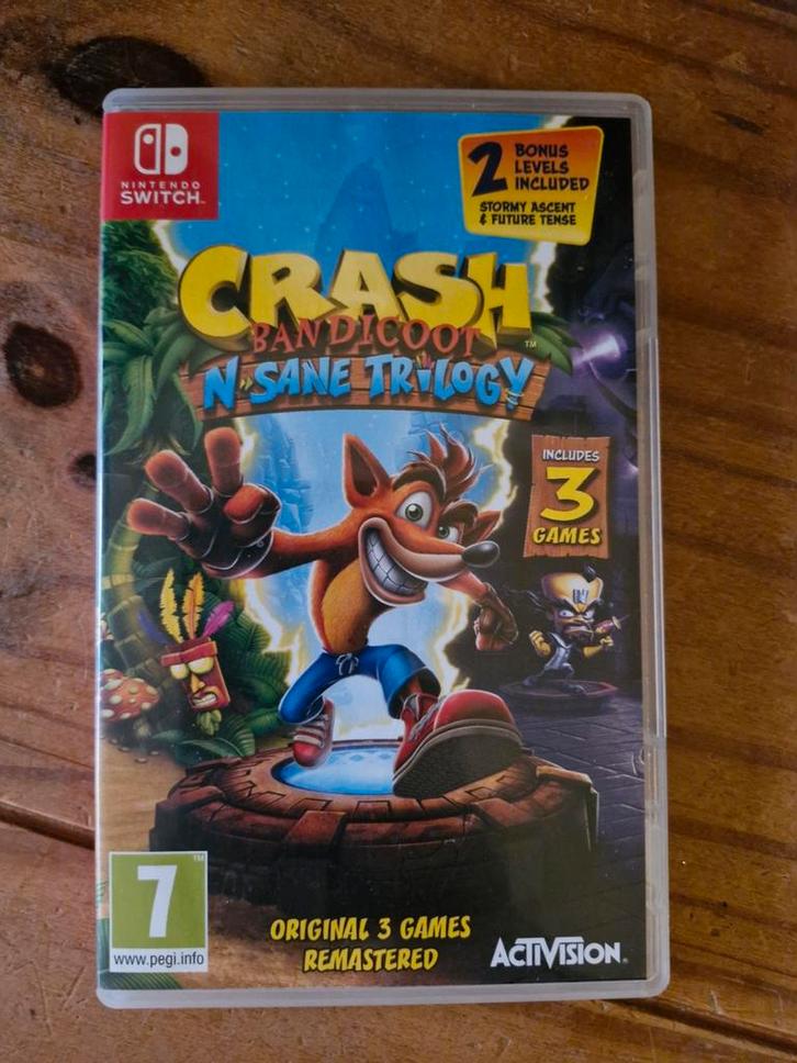 Crash bandicoot n sane trilogy, Spelcomputers en Games, Games | Nintendo Switch, Zo goed als nieuw, Avontuur en Actie, 3 spelers of meer