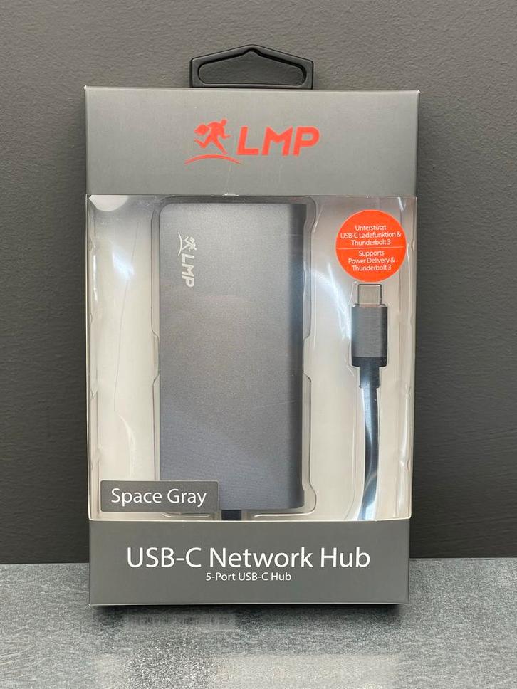 LMP USB-C Network Hub - 5-Poorts USB-C Hub, Computers en Software, Dockingstations, Nieuw, USB-hub, Laptop, Ophalen of Verzenden
