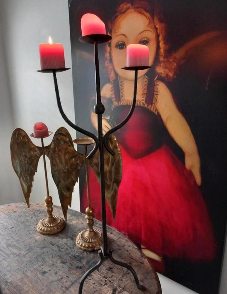 Antieke kandelaar smeedijzer, Antiek en Kunst, Antiek | Kandelaars, Ophalen of Verzenden