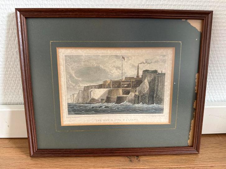 Ets 'The New Baths, Margate' in lijst - Vintage, Antiek en Kunst, Kunst | Etsen en Gravures, Ophalen