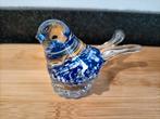 Handgeblazen glazen vogel met blauwe strepen., Antiek en Kunst, Antiek | Glas en Kristal, Ophalen