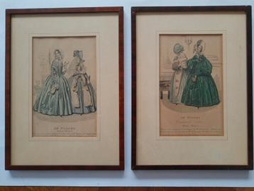 Twee Ingelijste Prenten "Le Follet" beschikbaar voor biedingen