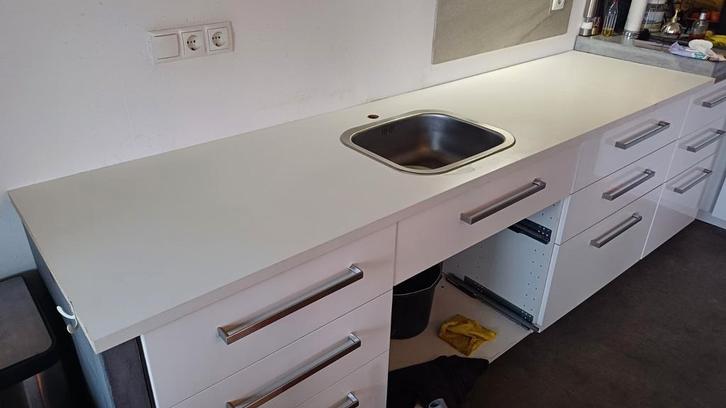 Aanrechtblad met spoelbak 242x63,5cm, hout, melamine toplaag, Huis en Inrichting, Keuken | Keukenelementen, Minder dan 100 cm