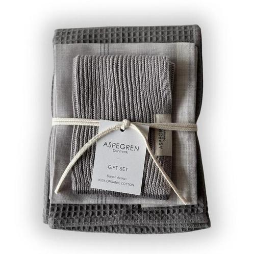 Biologisch Katoen Keuken Giftset Grijs, vaatdoek, theedoek, Huis en Inrichting, Keuken | Textiel, Nieuw, Theedoek of Handdoek