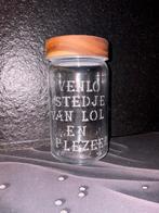 Glazen pot Groot met tekst, Verzamelen, Spaarpotten, Ophalen of Verzenden, Nieuw, Hout, Overige thema's