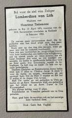 Bidprentje Lamberdina van Lith - 1874-1953 Erp Keldonk, Ophalen of Verzenden, Bidprentje