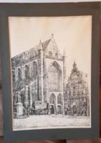 Oude gravure grote kerk Haarlem Legrand  oude situatie, Ophalen