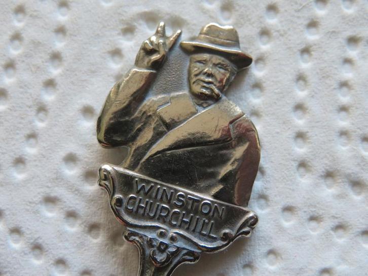 Lepeltje Winston Churchill, Verzamelen, Porselein, Kristal en Bestek, Gebruikt, Bestek, Overige materialen, Verzenden