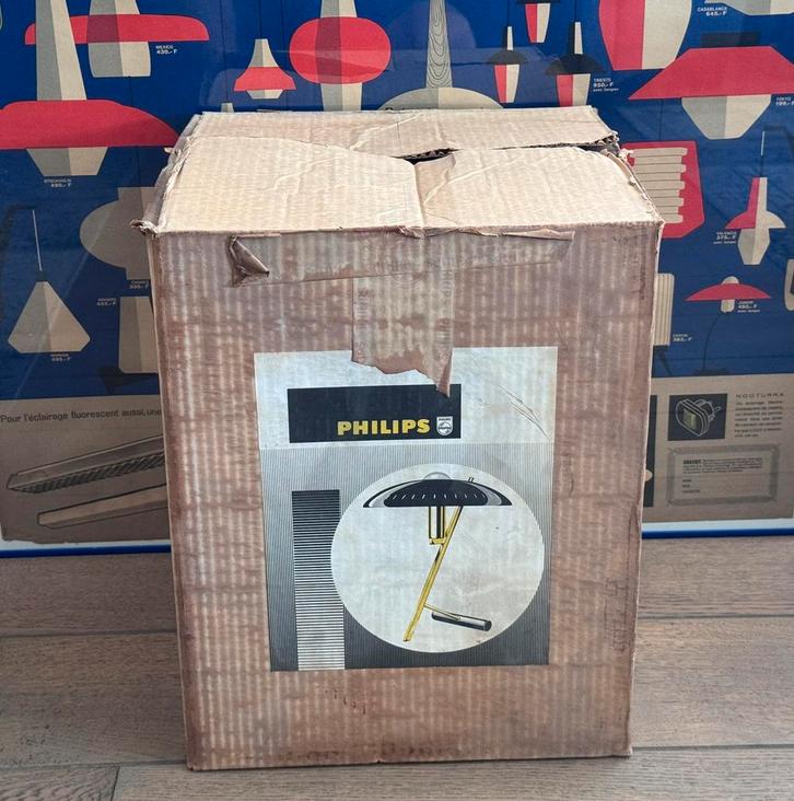Originele doos Philips Z-lamp louis kalff vintage design, Huis en Inrichting, Lampen | Tafellampen, Gebruikt, Minder dan 50 cm