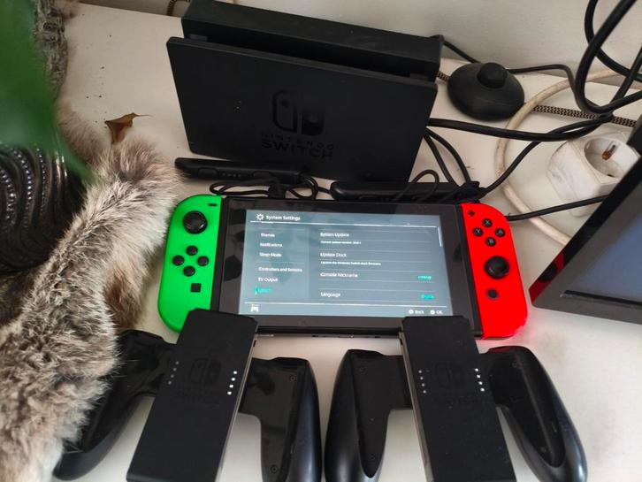 Nintendo switch, v2 met accessoires, Spelcomputers en Games, Spelcomputers | Nintendo Switch, Zo goed als nieuw, Switch 2019 Upgrade