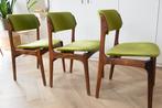 Deense mid century Erik Buch stoelen (Model 49) – palisander, Ophalen, Hout, Gebruikt, Drie