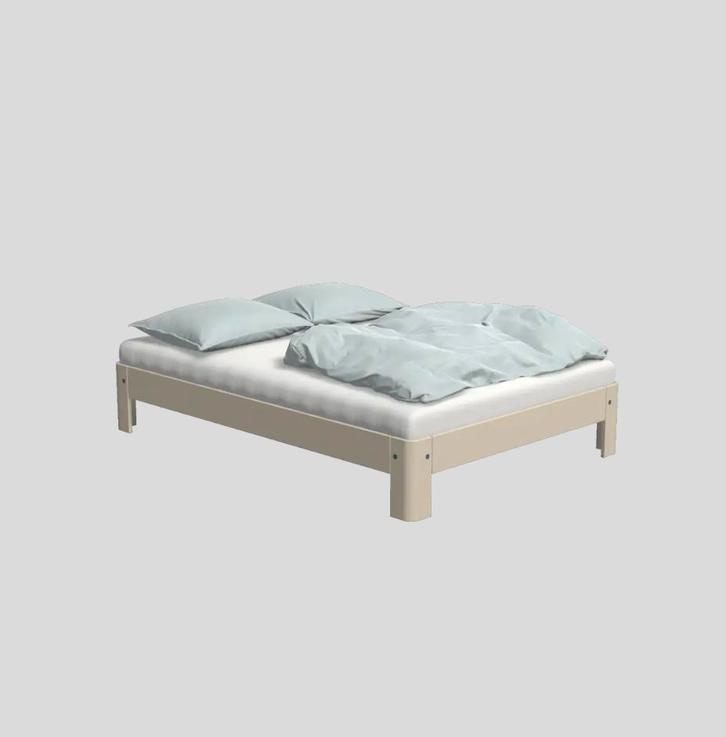 Auping Auronde B 140 x L 200 creme, Huis en Inrichting, Slaapkamer | Bedden, Zo goed als nieuw, Tweepersoons, 140 cm, 200 cm, Hout