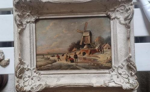 IJspret, schilderij op hout ca 1900 gesigneerd Marijnissen, Antiek en Kunst, Kunst | Schilderijen | Klassiek, Ophalen of Verzenden