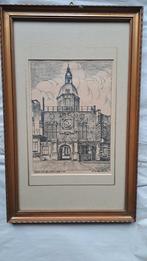 Prent/ets van oude gebouw, Ophalen of Verzenden