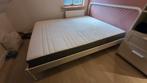 Tweepersoons bed met matras en lattenbodem, Ophalen, Wit, Tweepersoons, Zo goed als nieuw