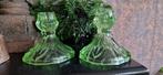 Groene depressieglas Kandelaars - Set van 2, Antiek en Kunst, Ophalen of Verzenden, Glas