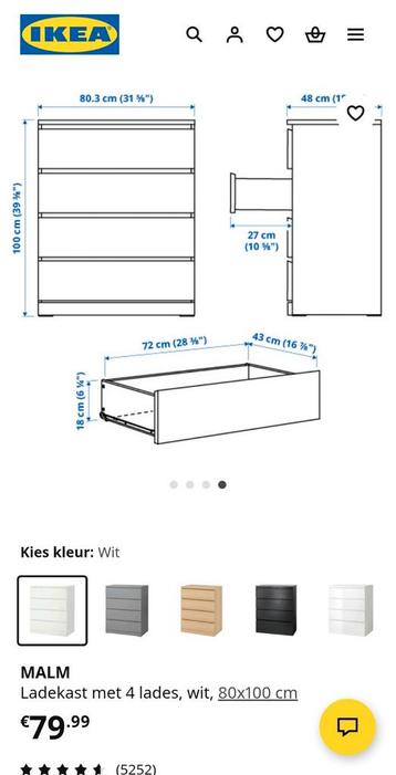 IKEA Malm Ladekast met 4 lades - afbeelding 9