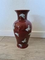 Vaas kraanvogels rood xenos kraanvogel catchii bordeaux, Minder dan 50 cm, Glas, Ophalen of Verzenden, Rood