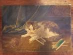Oud/Antiek schilderij kat.....poes (2)., Antiek en Kunst, Kunst | Schilderijen | Klassiek, Ophalen of Verzenden