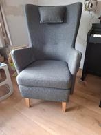 Fauteuil blauwe stof stoel omtänskam van ikea, Ophalen, Minder dan 50 cm, 100 tot 125 cm, Zo goed als nieuw