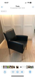 Zwarte lederen eetkamerstoelen 6 stuks, Huis en Inrichting, Fauteuils, Ophalen, Zo goed als nieuw, Leer