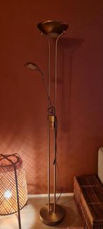 Gouden stalamp met leeslamp - Werkend!, Huis en Inrichting, Lampen | Vloerlampen, Gebruikt, Ophalen of Verzenden, Metaal, Modern