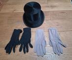 Trouw en rouw hoed en handschoenen + doos .zie de foto's., Antiek en Kunst, Antiek | Kleding en Accessoires, Ophalen