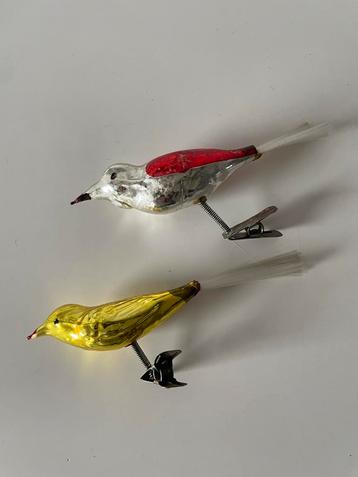 2 oude kerstballen - vogel - kerst - kerstgerief beschikbaar voor biedingen