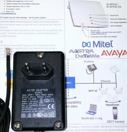 FRIWO FW3288 RFP L32 IP Adapter 4513610 38V 0.3A Avaya Mitel, Telecommunicatie, Datacommunicatie en VoIP, Zo goed als nieuw, Toebehoren