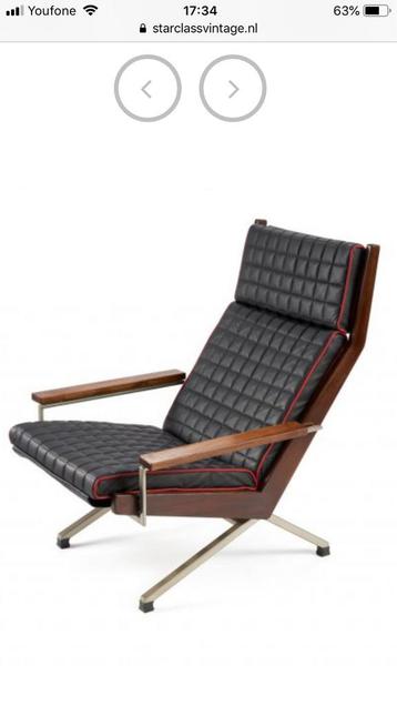 Rob Parry fauteuil kussen zwart leer rode bies 