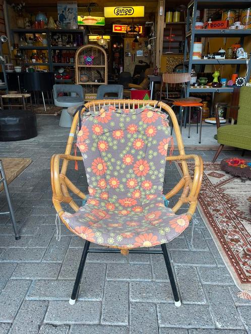 Vintage jaren 60/70 Rohe noordwolde stoel, Huis en Inrichting, Stoelen, Zo goed als nieuw, Eén, Riet of Rotan, Overige kleuren