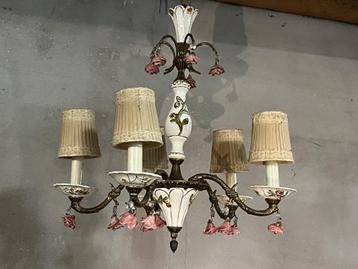 hanglamp antiek porselein met roosjes  beschikbaar voor biedingen