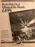 Paginagrote A3 advertentie SUPERTRAMP Paris release, Cd's en Dvd's, Vinyl | Pop, Verzenden, 1960 tot 1980, Gebruikt