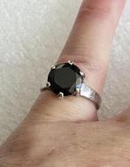 Maat 16 - ZINZI zilveren (925) ring met ZWARTE ZIRKONIA, Ophalen, Met edelsteen, Dame, Zilver