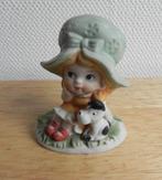 Beeldje meisje met hondje stijl Holly Hobbie - vintage, Verzamelen, Beelden en Beeldjes, Ophalen, Zo goed als nieuw, Mens
