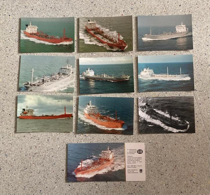 Tien kaarten schepen / Tankers, Verzamelen, Scheepvaart, Nieuw, Kaart, Foto of Prent, Motorboot, Verzenden