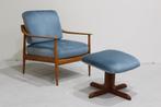 Vintage design fauteuil met voetenbank - Knoll Antimott, Huis en Inrichting, Fauteuils, Ophalen of Verzenden