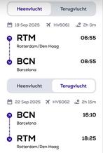 Vliegticket Rotterdam/Den Haag Barcelona., Tickets en Kaartjes, Eén persoon, Buitenland