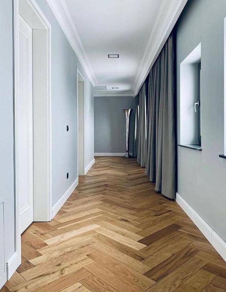 EIKEN VISGRAAT PARKET KANT EN KLAAR GEOLIED, Huis en Inrichting, Stoffering | Vloerbedekking, Zo goed als nieuw, Parket, 75 m² of meer